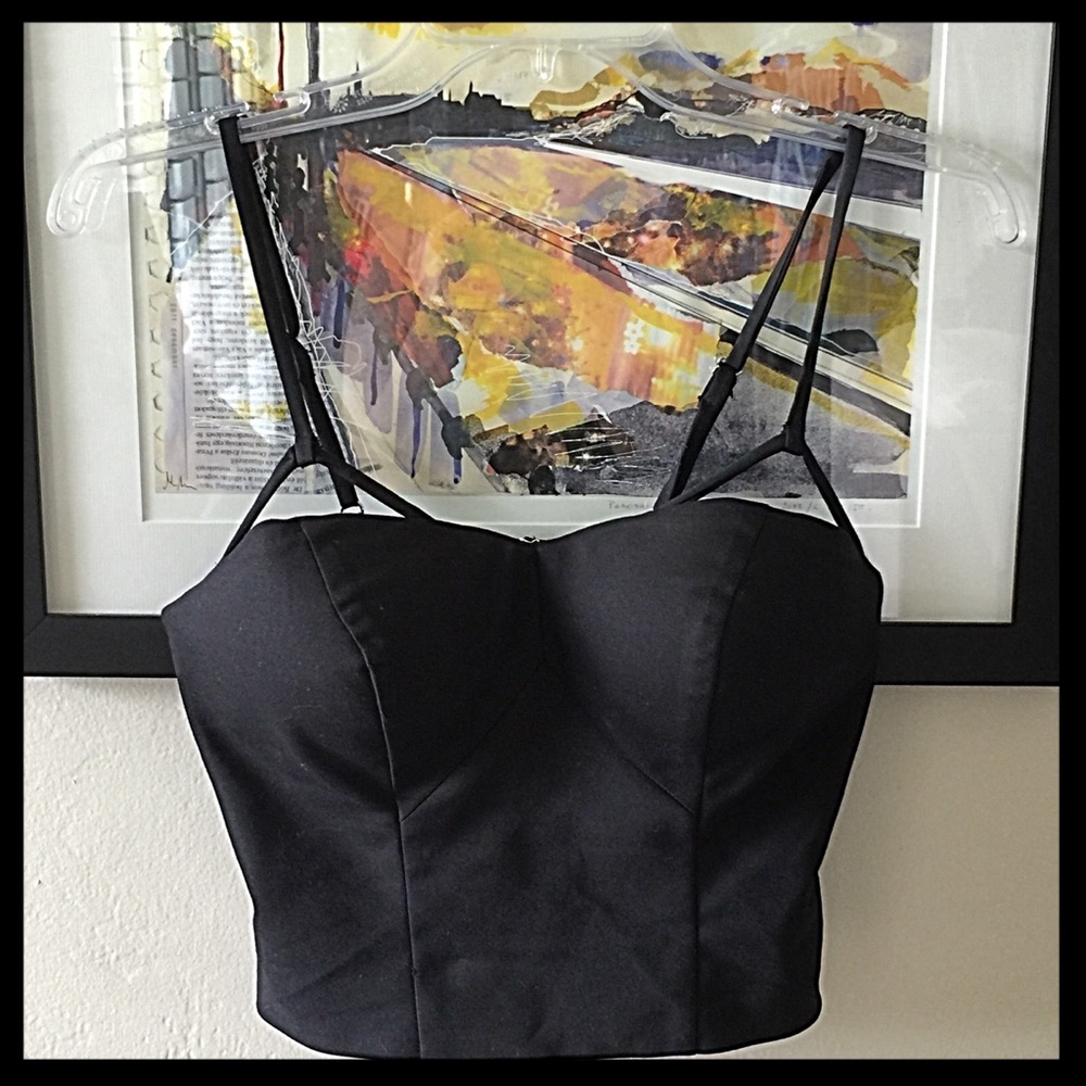 Guess Black Cropped Bustier Cami Top